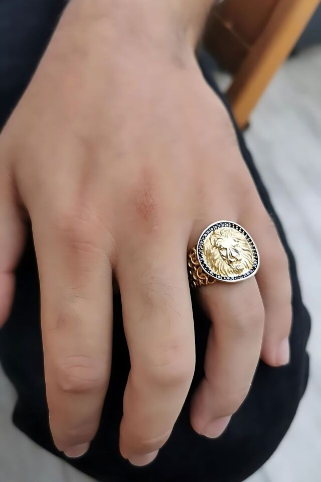 14 AYAR İTALYAN TASARIM ASLAN FİGÜRLÜ ALTIN YÜZÜK 23