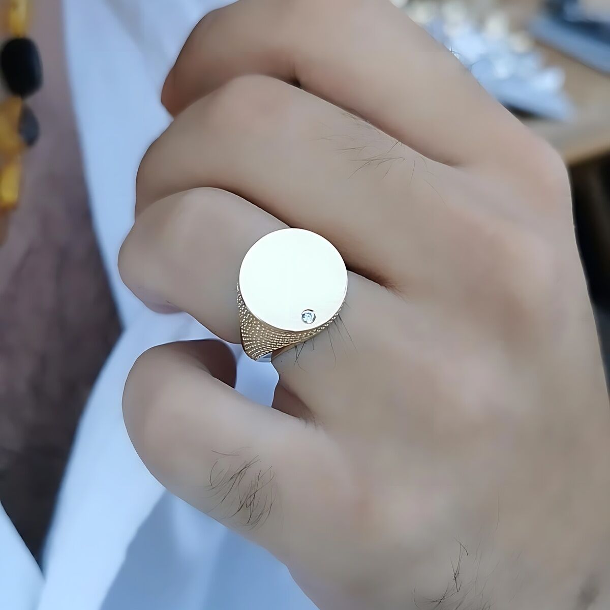 14 AYAR İTALYAN TASARIM ÜSTÜ DÜZ ALTIN ERKEK YÜZÜK