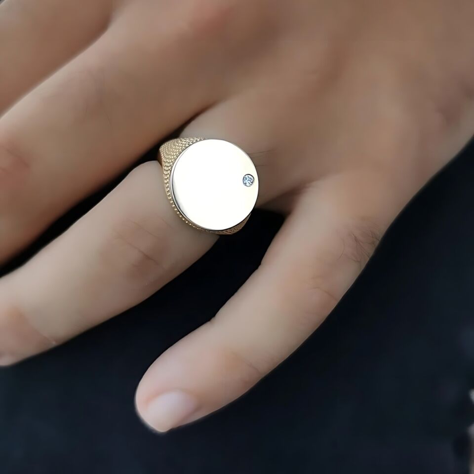 14 AYAR İTALYAN TASARIM ÜSTÜ DÜZ ALTIN ERKEK YÜZÜK