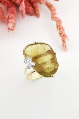 14 Ayar Pırlanta Taşlı Orjinal Turmalin Altın Yüzük 13