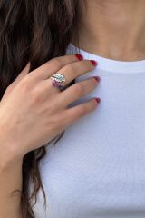 925 AYAR YAPRAK VE ÇİÇEK FİGÜRLÜ İTALYAN GÜMÜŞ YÜZÜK 17