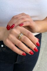 925 AYAR ALTIN RENGİ ÜZERİ PIRLANTA GÖRÜNÜMLÜ SARMAL TAŞLI İTALYAN GÜMÜŞ YÜZÜK 16