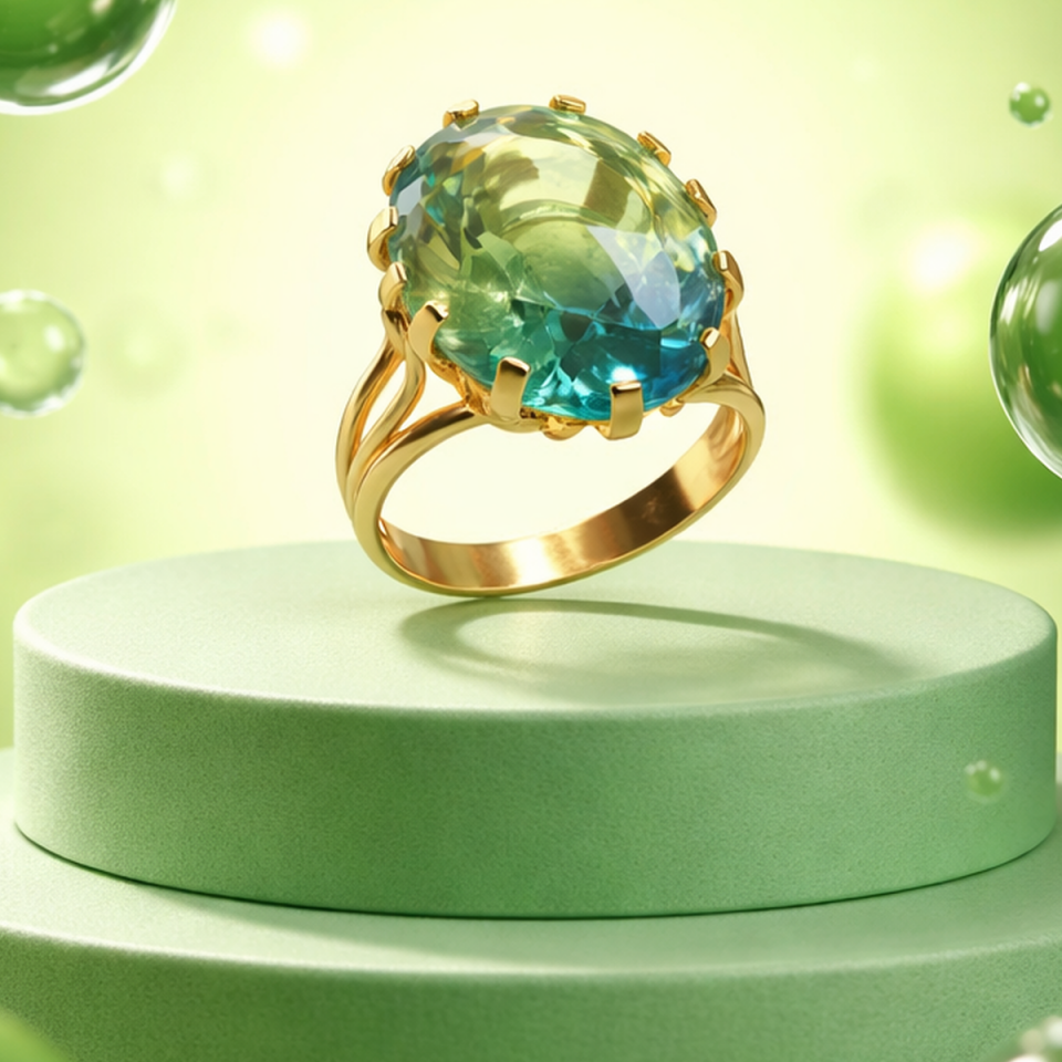 14 AYAR TURMALİN TAŞLI ALTIN YÜZÜK