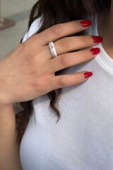 925 AYAR BEYAZ MİNELİ ROSE RENGİ İTALYAN GÜMÜŞ YÜZÜK 16