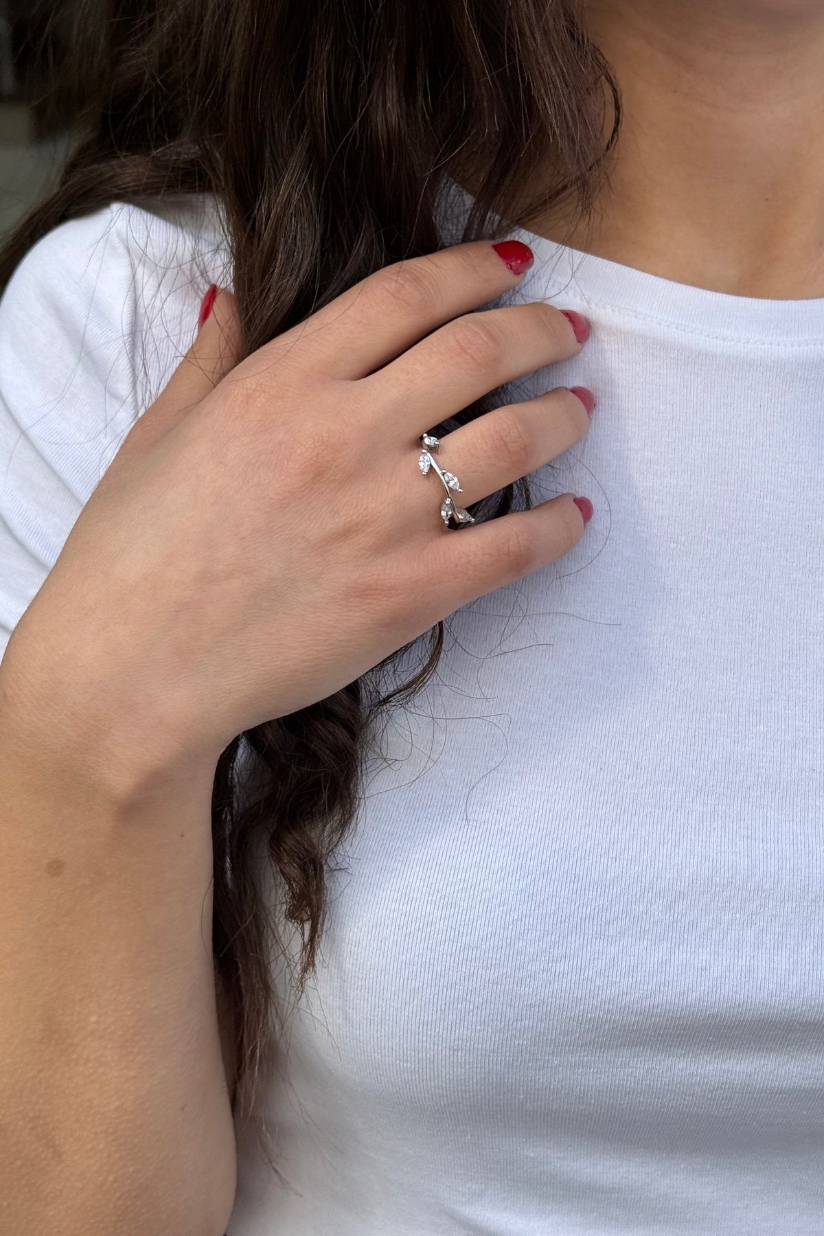 925 AYAR YAPRAK DALLI İTALYAN GÜMÜŞ YÜZÜK 14