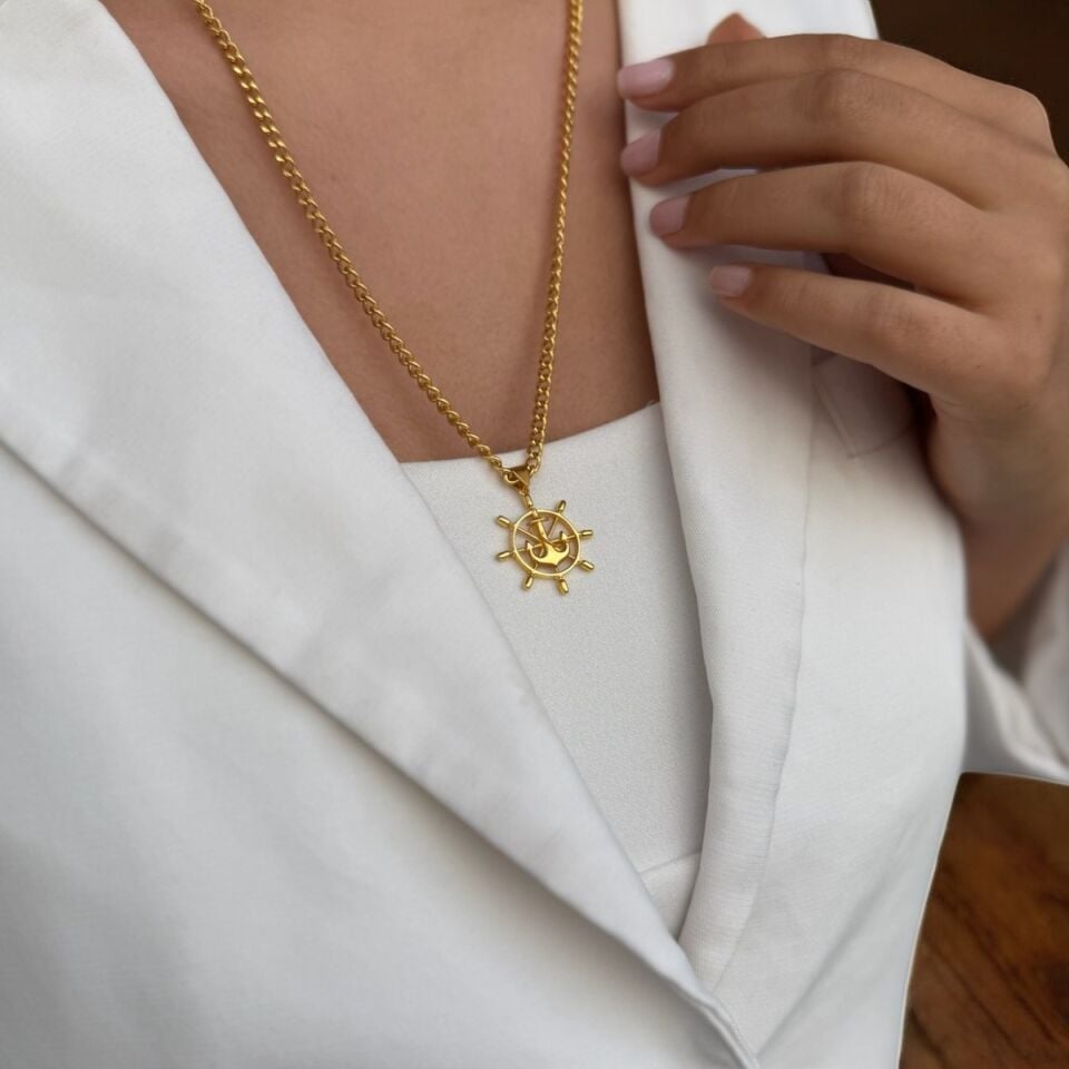 22 AYAR ÖZEL ÜRETİM ÇAPA DÜMEN DENİZCİ KOLYE UCU VE ZİNCİRİ