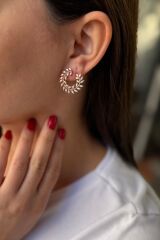 925 AYAR ROSE RENGİ ÖZEL TASARIM İTALYAN KÜPE