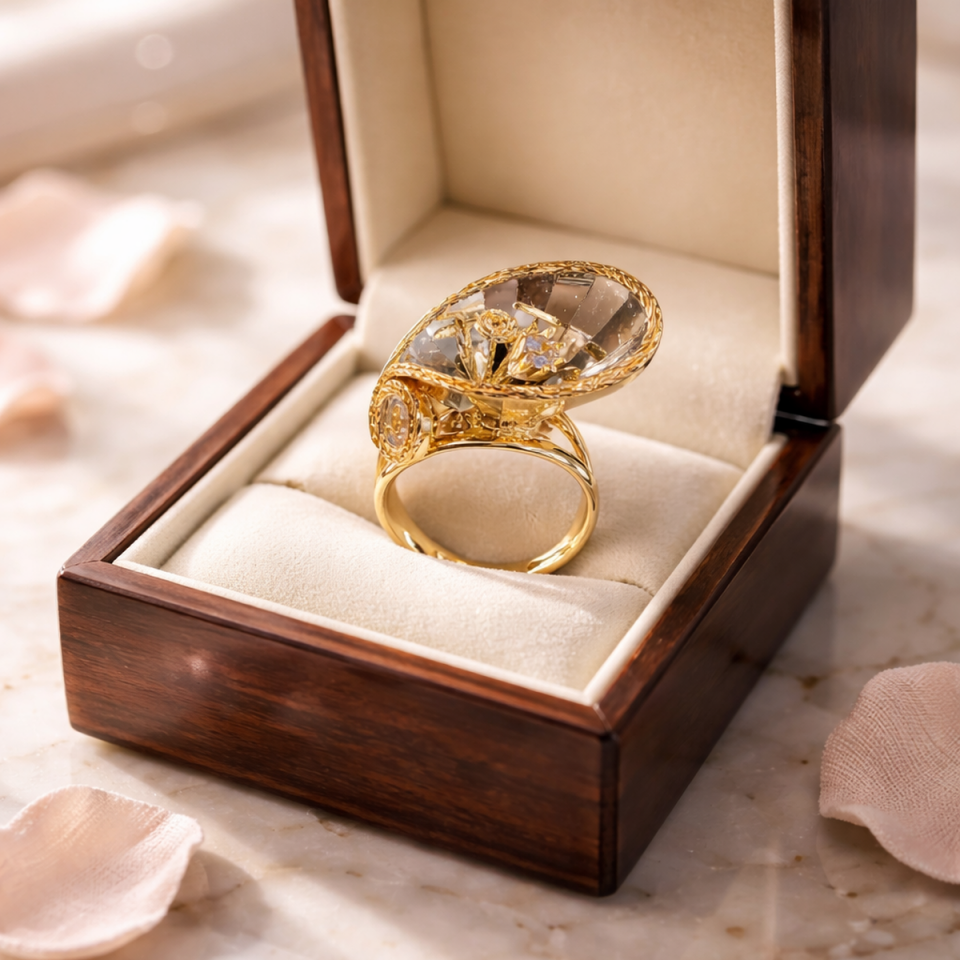 14 AYAR İTALYAN ÖZEL TASARIM LALE MODELİ ALTIN YÜZÜK