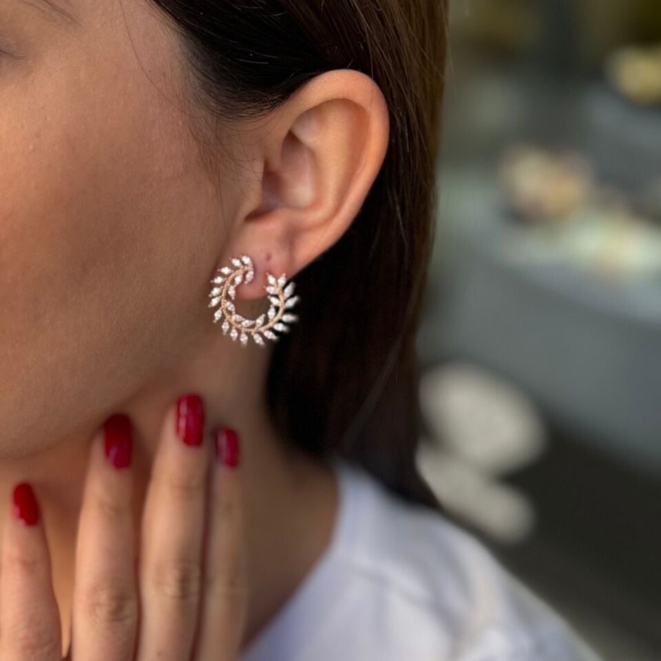 925 AYAR ROSE RENGİ ÖZEL TASARIM İTALYAN KÜPE