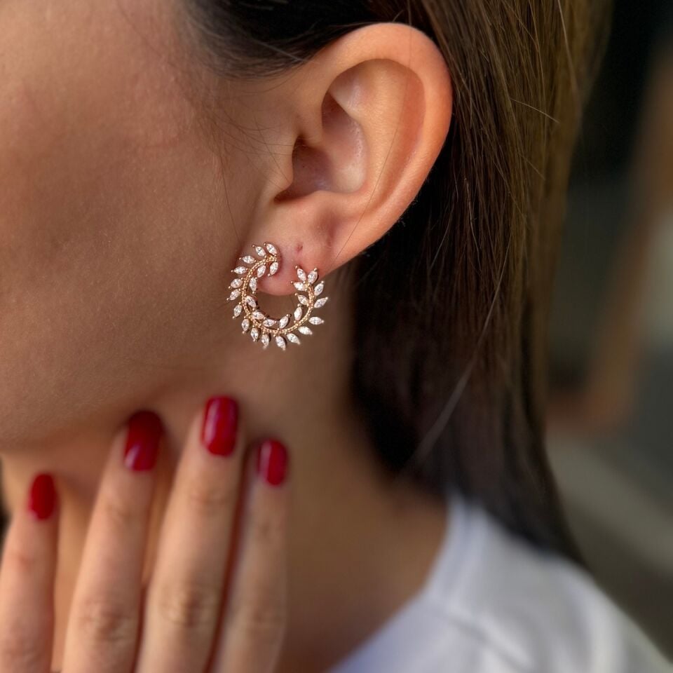 925 AYAR ROSE RENGİ ÖZEL TASARIM İTALYAN KÜPE