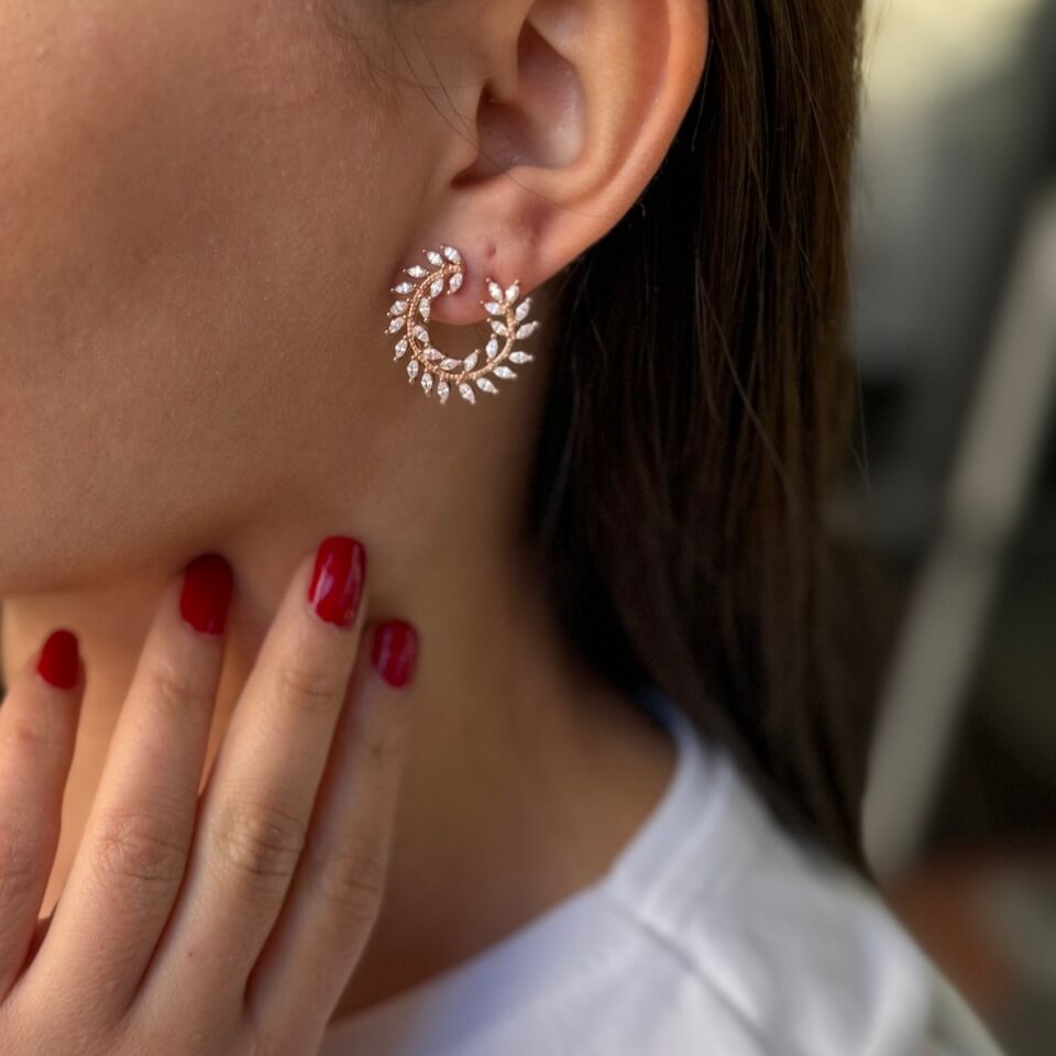 925 AYAR ROSE RENGİ ÖZEL TASARIM İTALYAN KÜPE