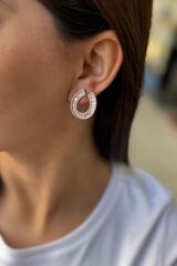 925 AYAR BAGET TAŞLI ROSE KÜPE