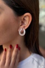 925 AYAR BAGET TAŞLI ROSE KÜPE