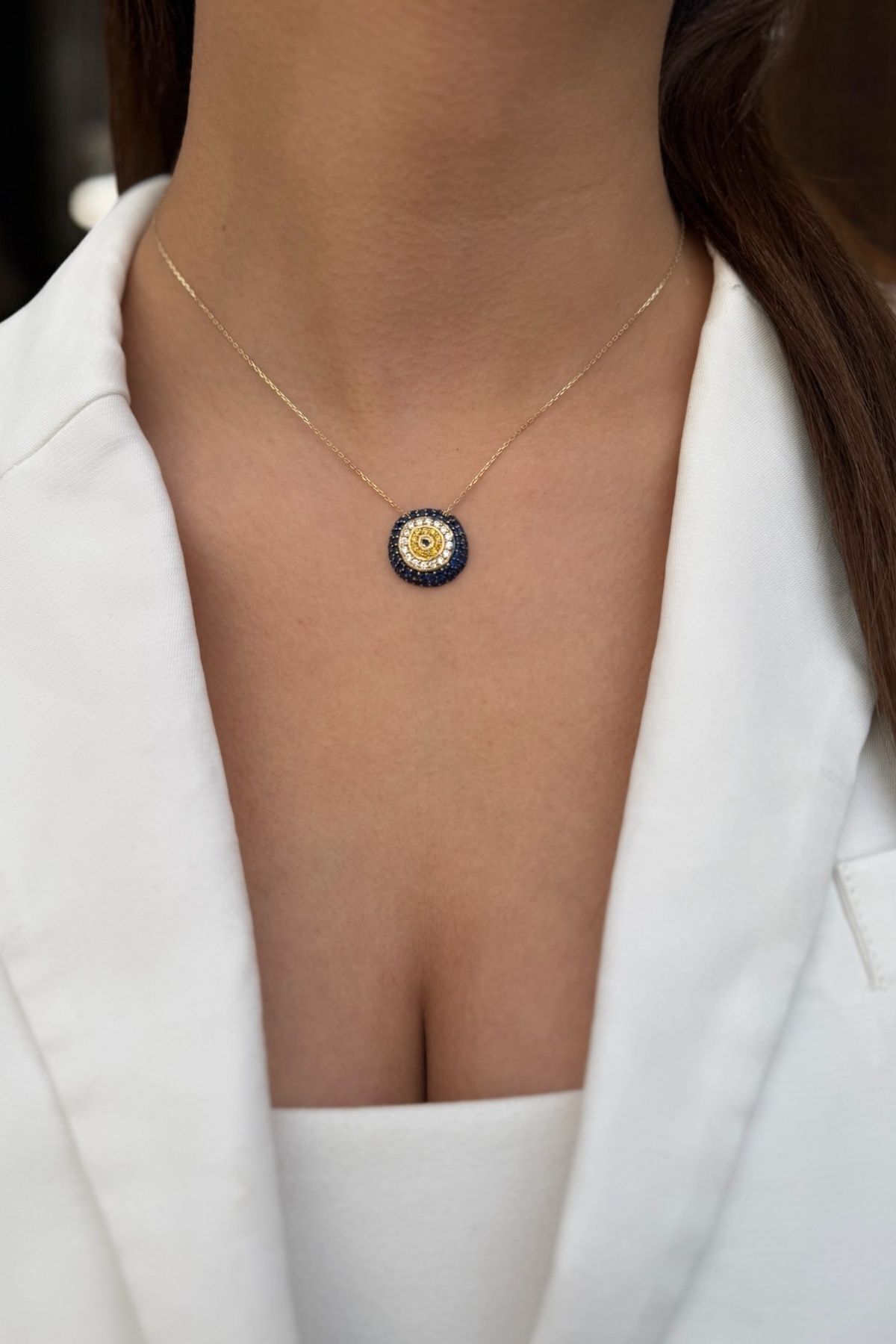 14 AYAR NAZAR BONCUĞU İTALYAN MODEL ALTIN KOLYE