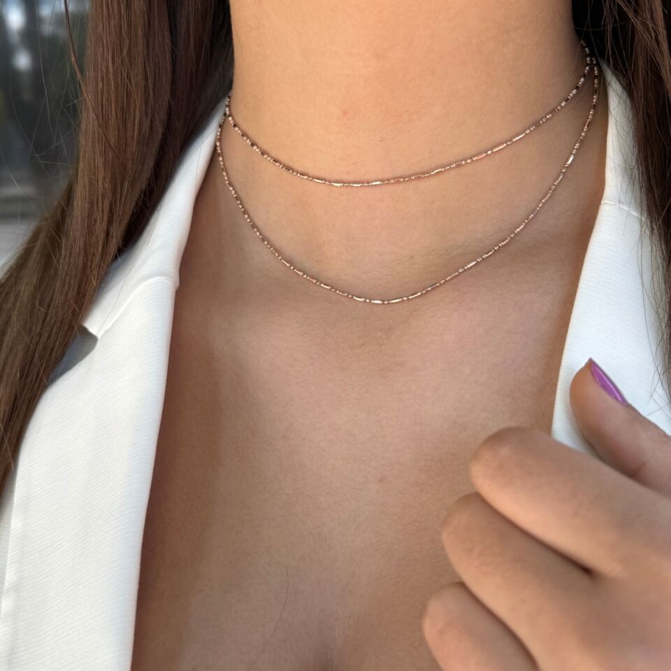 925 AYAR İTALYAN GÜMÜŞ ROSE RENGİ KOLYE