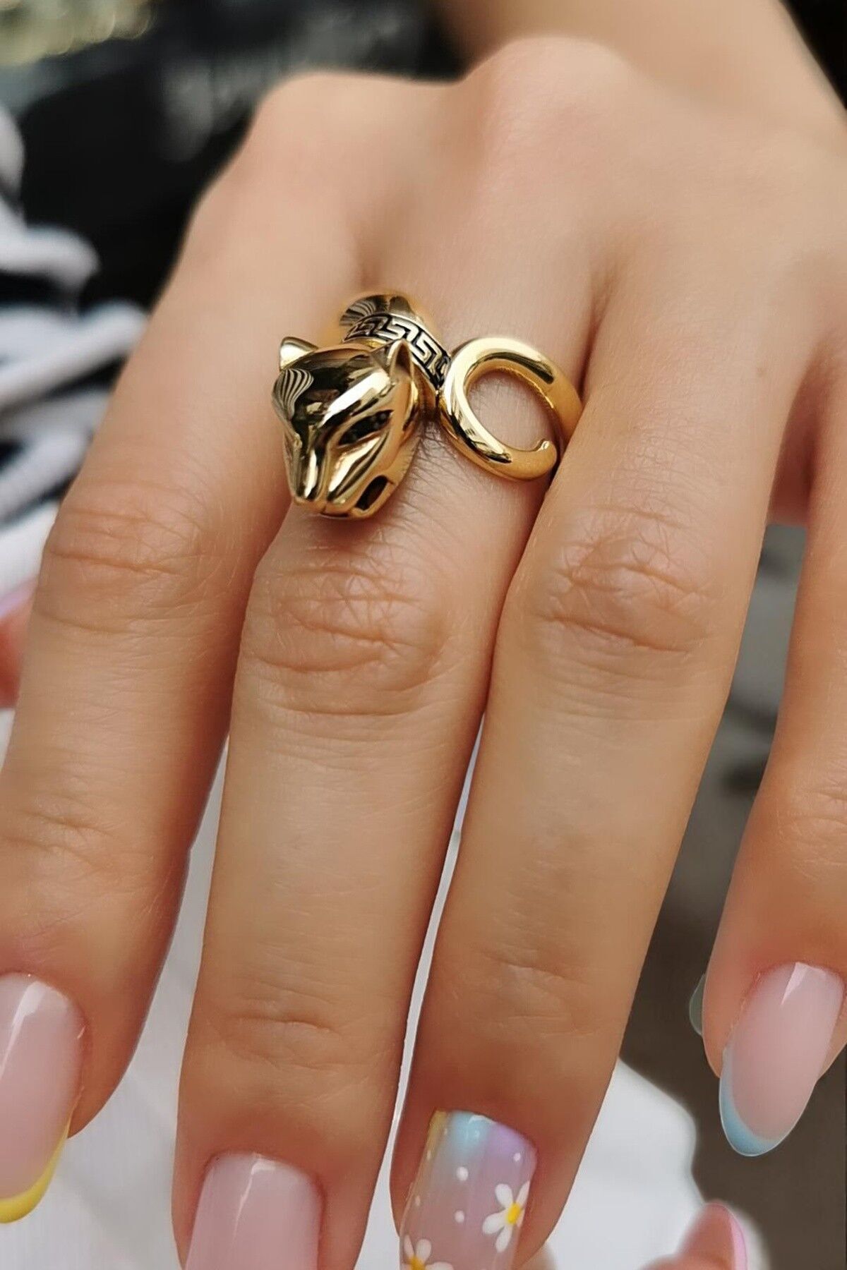 14 Ayar Puma Siyah Mineli Altın Yüzük 16