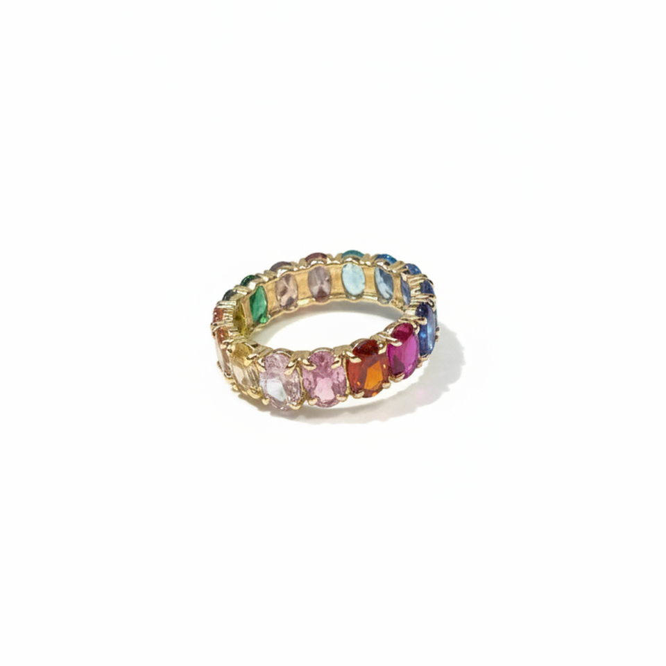 14 AYAR OVAL RENKLİ TAŞLI TAMTUR YÜZÜK