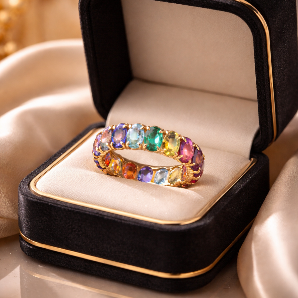 14 AYAR OVAL RENKLİ TAŞLI TAMTUR YÜZÜK