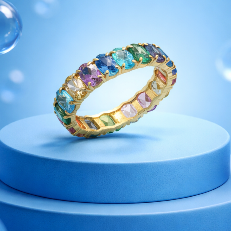 14 AYAR OVAL RENKLİ TAŞLI TAMTUR YÜZÜK