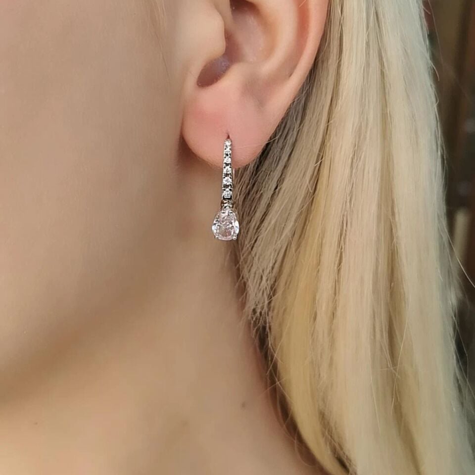 14 AYAR 5,02 PİNK kuvars  VE 0,21 CT PIRLANTA TAŞLI ÖZEL TASARIM KÜPE