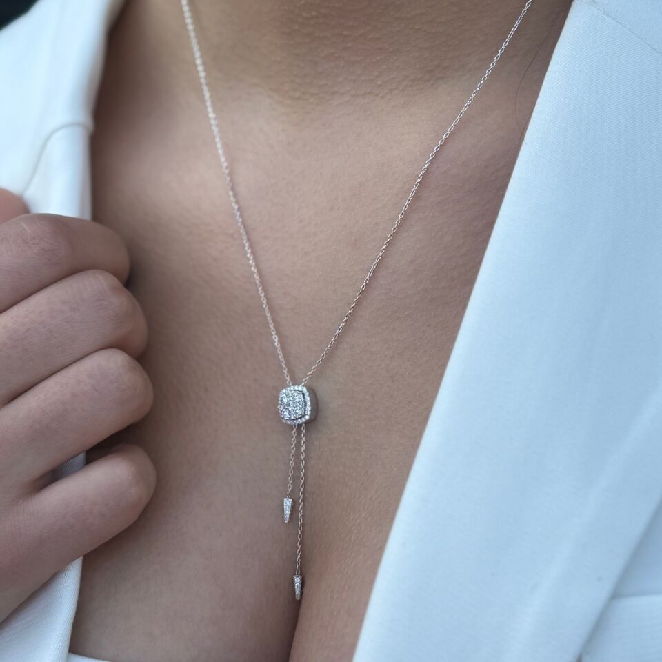 14 AYAR 0,64 CT E RENGİ ASANSÖRLÜ SİSTEM PIRLANTA KOLYE