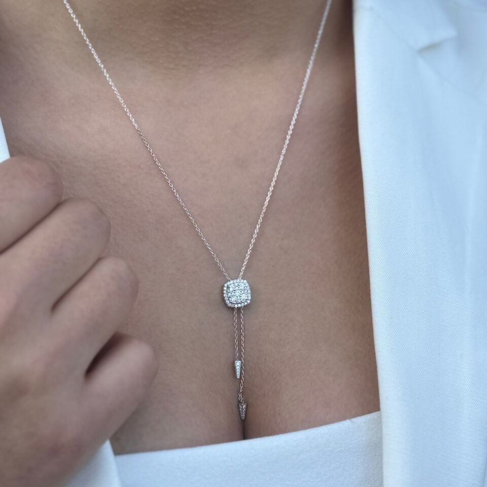 14 AYAR 0,64 CT E RENGİ ASANSÖRLÜ SİSTEM PIRLANTA KOLYE