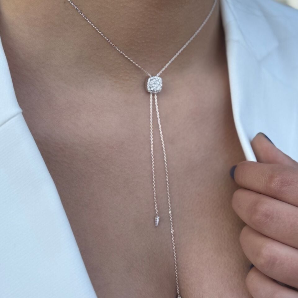 14 AYAR 0,64 CT E RENGİ ASANSÖRLÜ SİSTEM PIRLANTA KOLYE