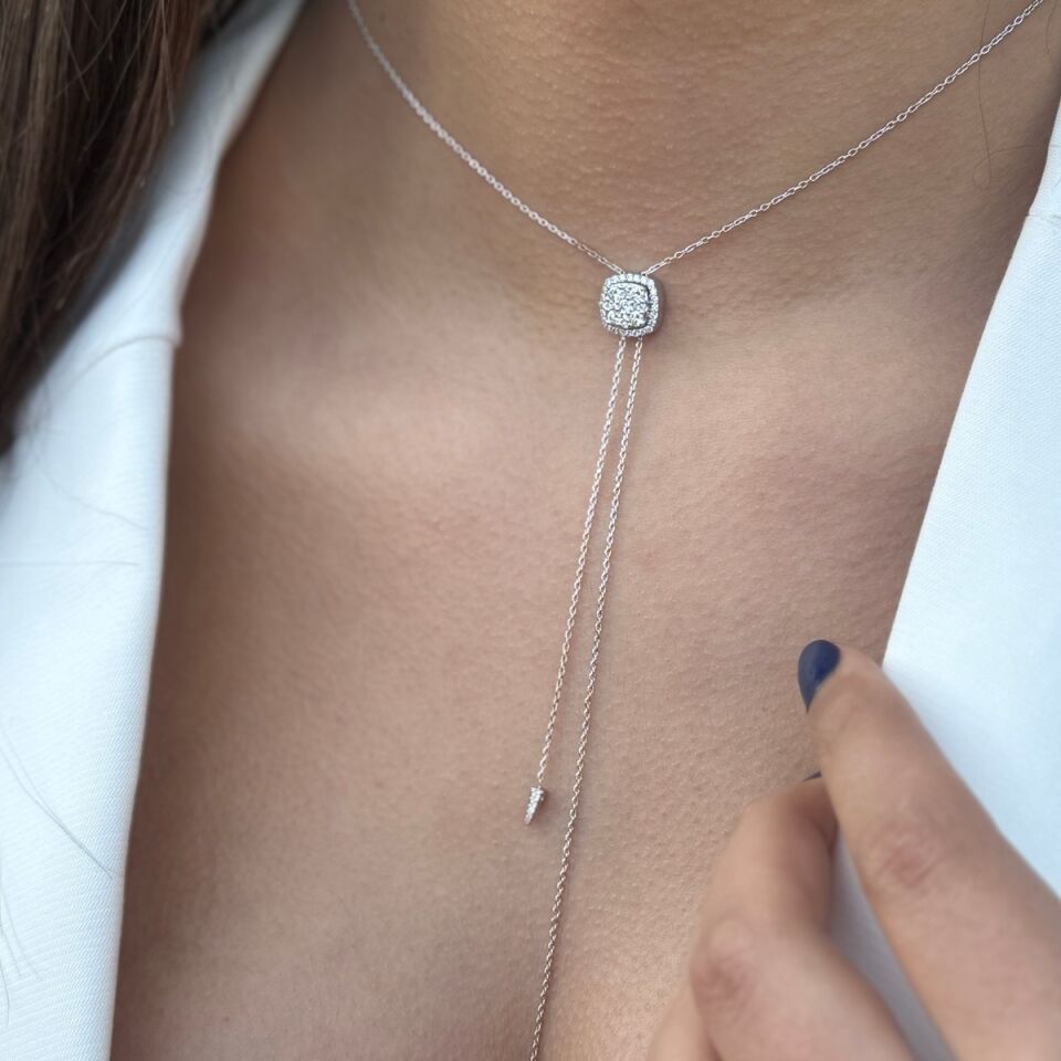 14 AYAR 0,64 CT E RENGİ ASANSÖRLÜ SİSTEM PIRLANTA KOLYE