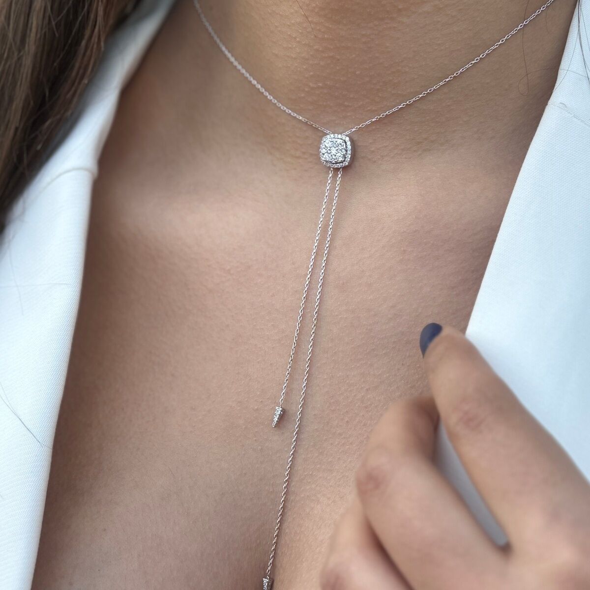 14 AYAR 0,64 CT E RENGİ ASANSÖRLÜ SİSTEM PIRLANTA KOLYE