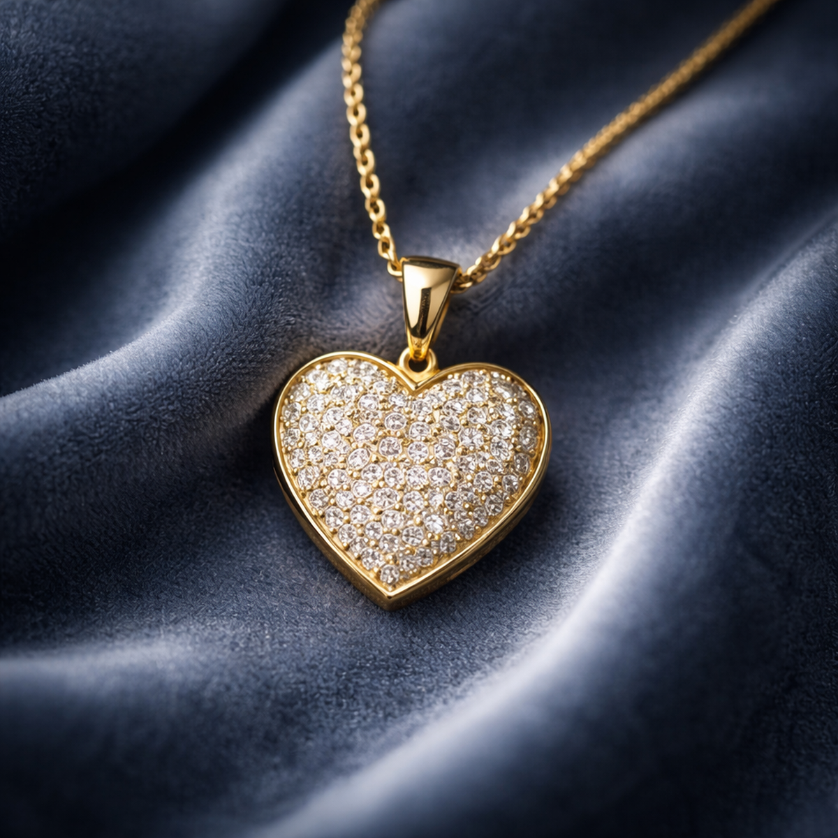 14 AYAR ÖZEL TASARIM TAŞLI KALP KOLYE