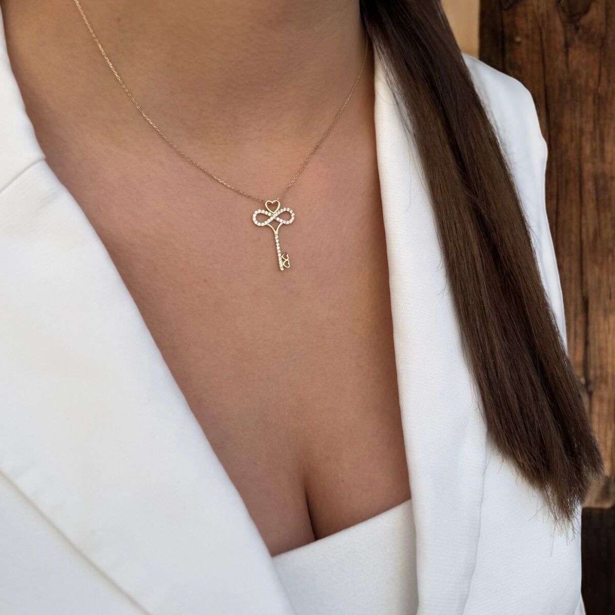 14 Ayar Anahtar Altın Kolye