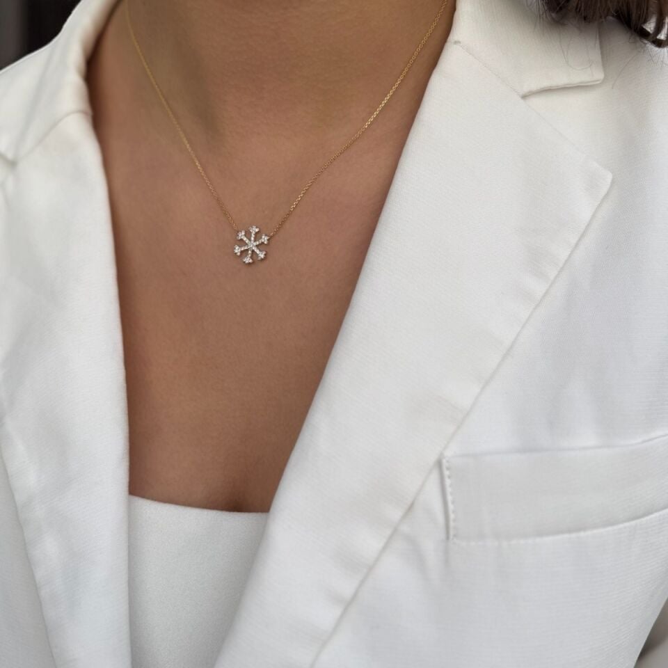 14 Ayar Kar Tanesi Altın Kolye