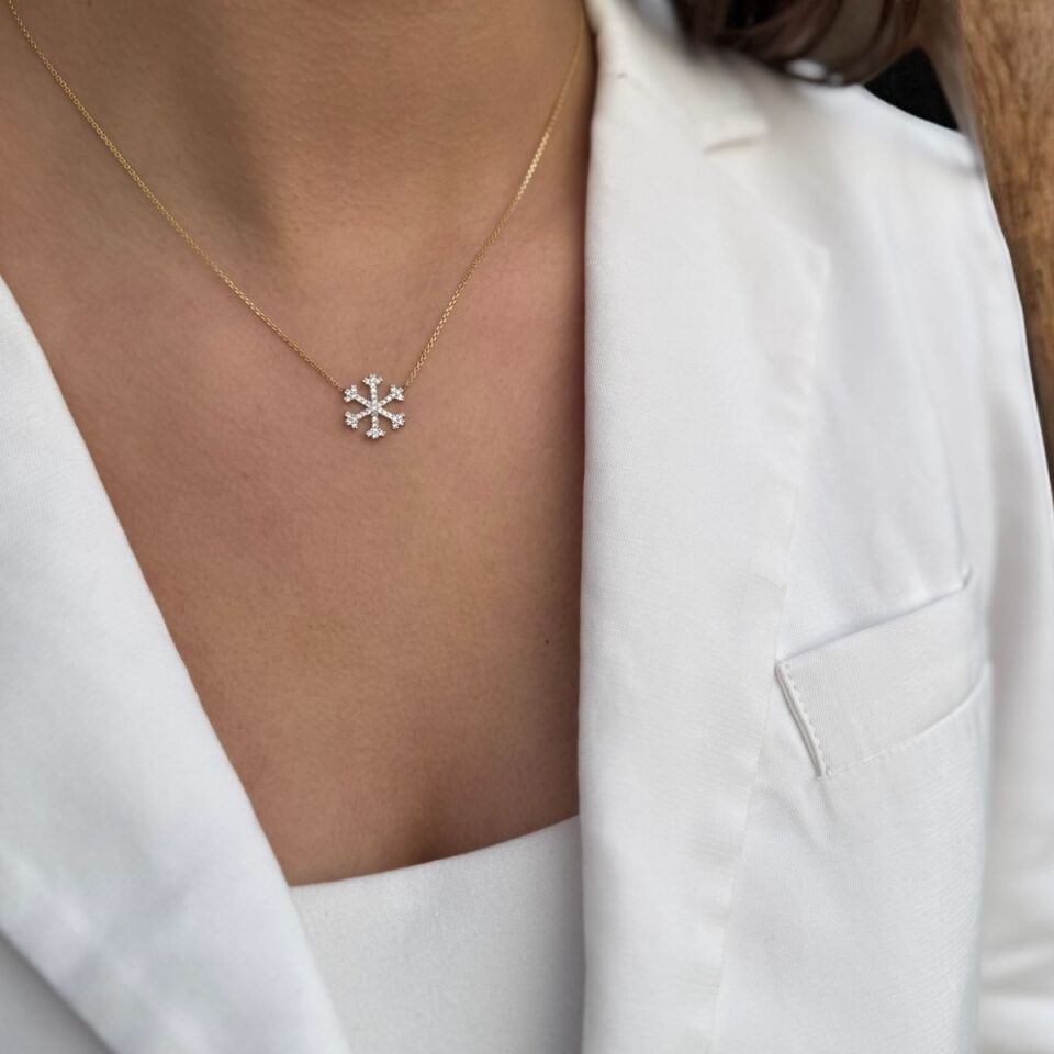 14 Ayar Kar Tanesi Altın Kolye