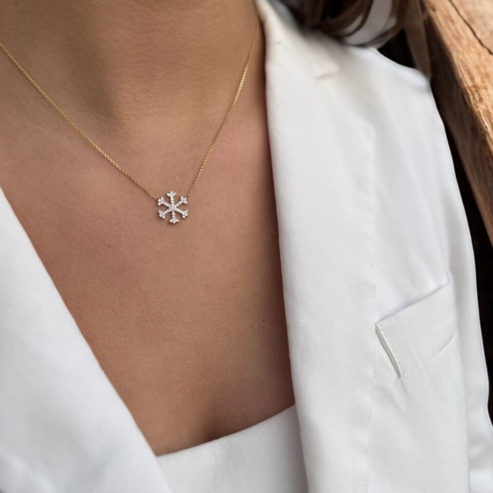 14 Ayar Kar Tanesi Altın Kolye