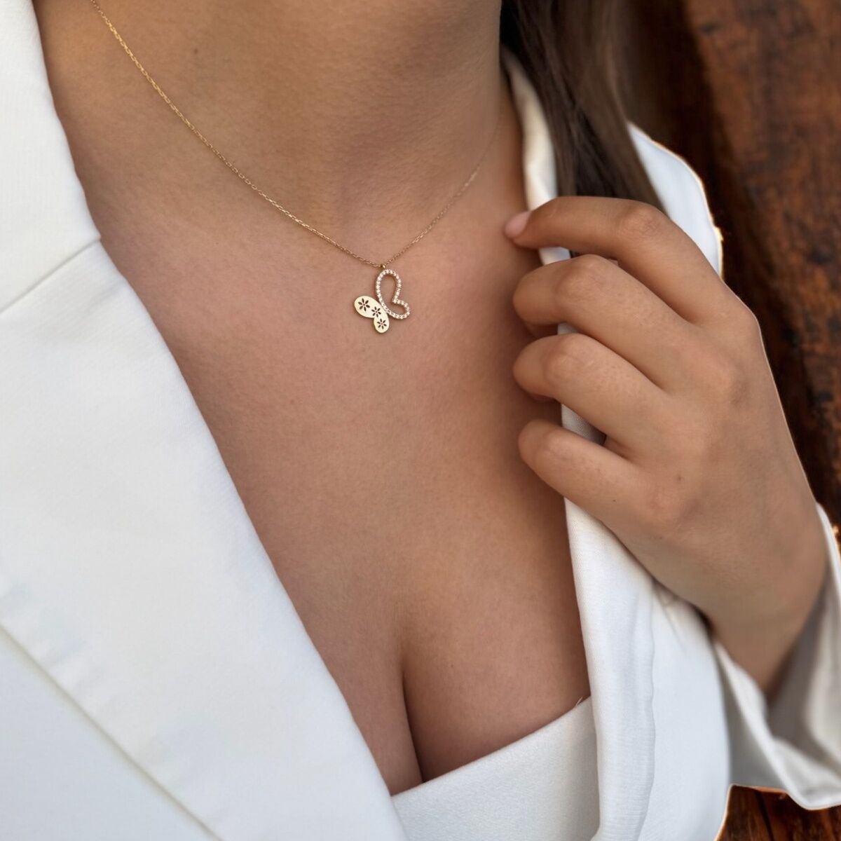 14 Ayar Kelebek Altın Kolye