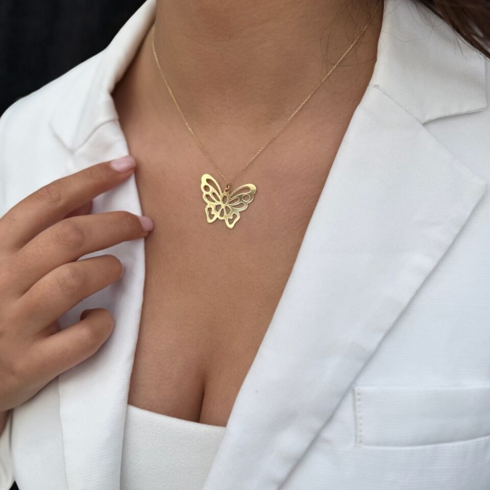 14 Ayar Kelebek Altın Kolye