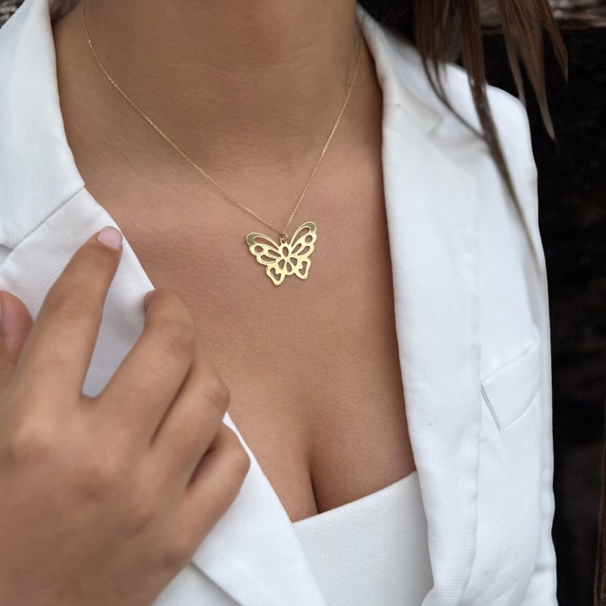 14 Ayar Kelebek Altın Kolye