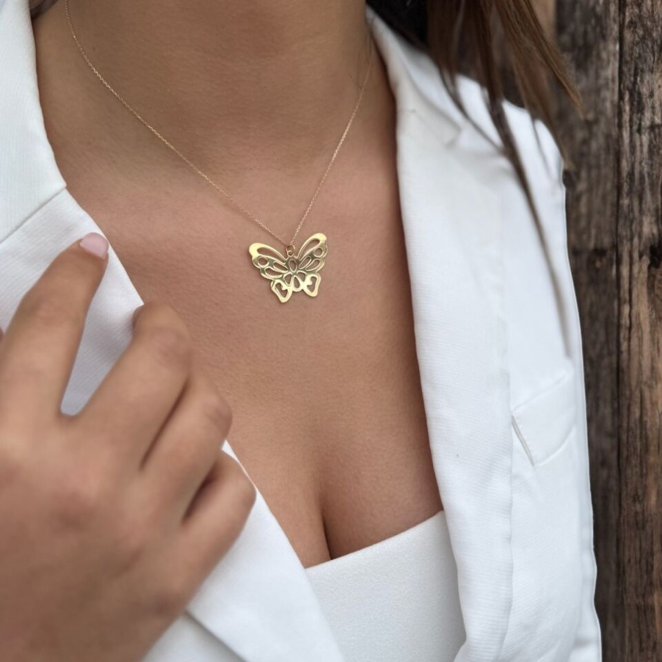 14 Ayar Kelebek Altın Kolye