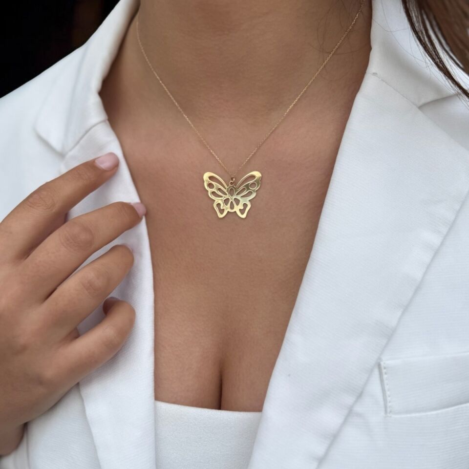 14 Ayar Kelebek Altın Kolye