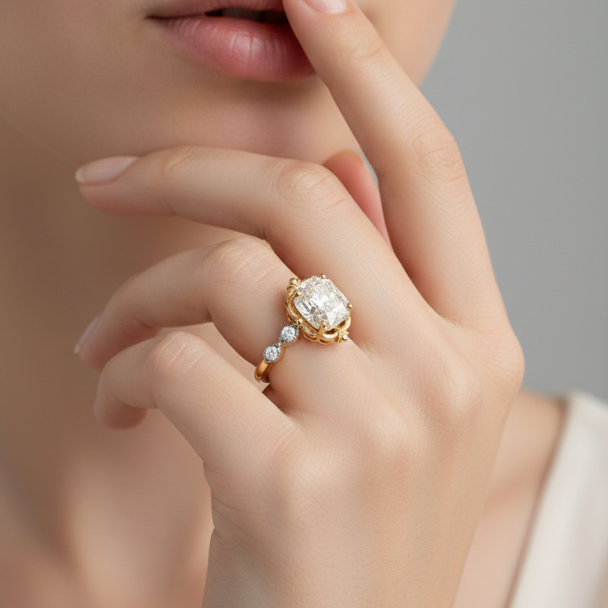 14 AYAR 2,25 CT NATUREL PIRLANTA TAŞLI ROSE RENGİ YÜZÜK