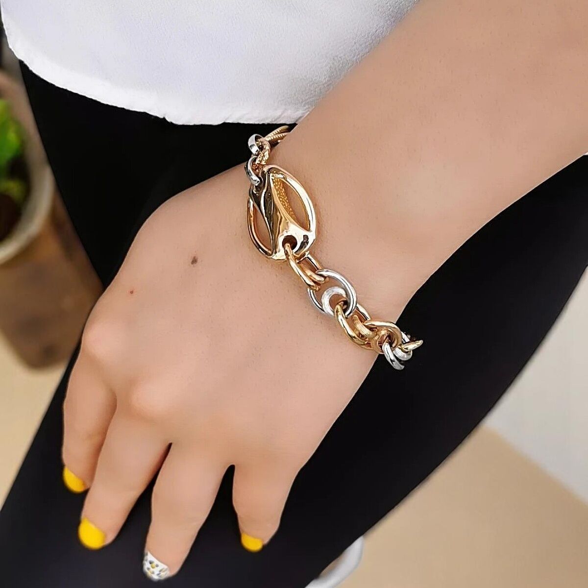 14 Ayar Üç Renk Kalın Tarz Bileklik