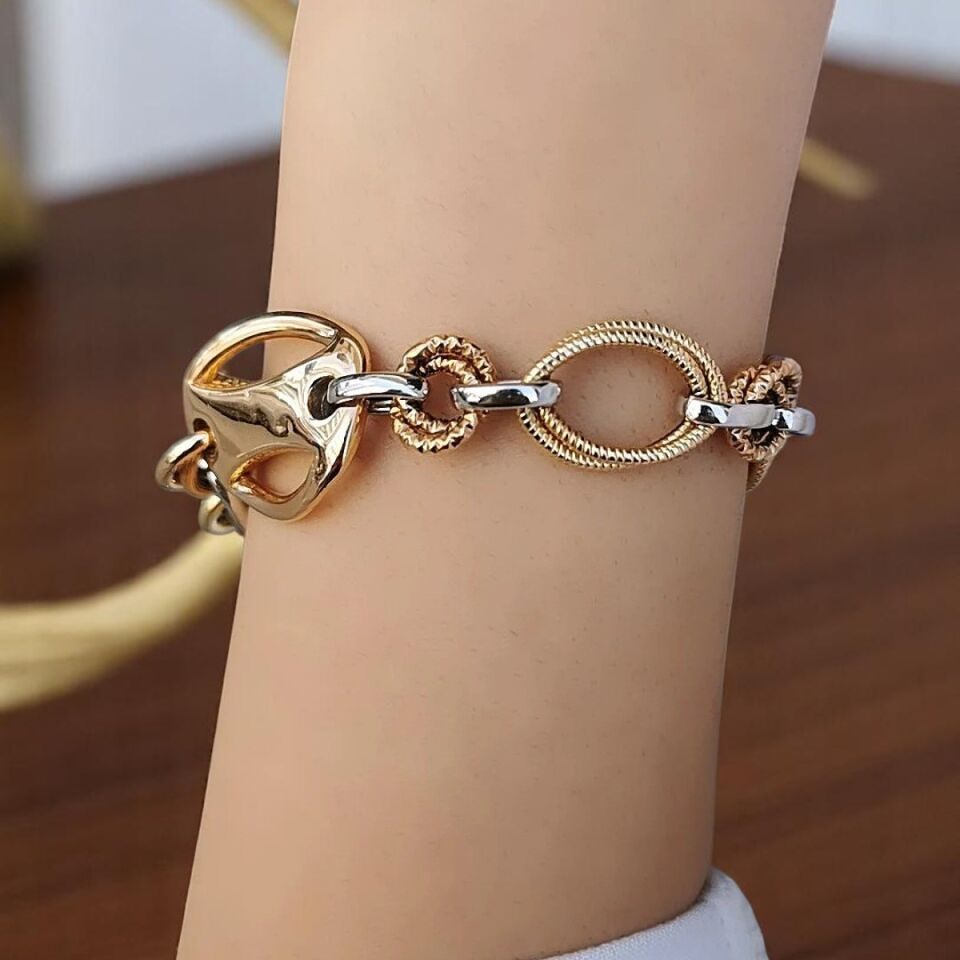 14 Ayar Üç Renk Kalın Tarz Bileklik