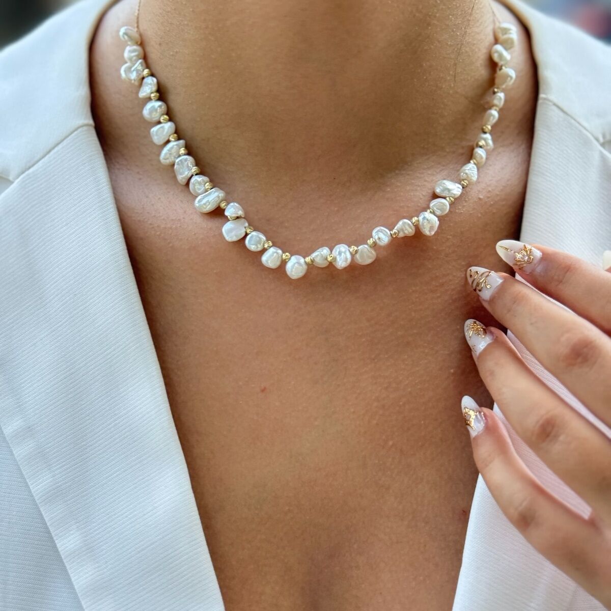 14 AYAR BAROK İNCİLİ ÖZEL TASARIM ALTIN KOLYE