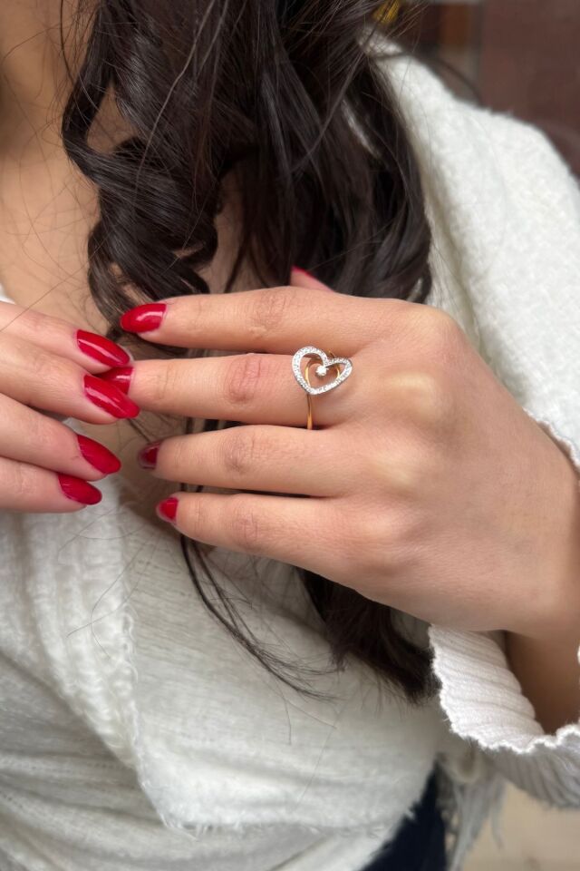 18 AYAR 0,39 CT PIRLANTA TAŞLI ÖZEL TASARIM KALP YÜZÜK 14