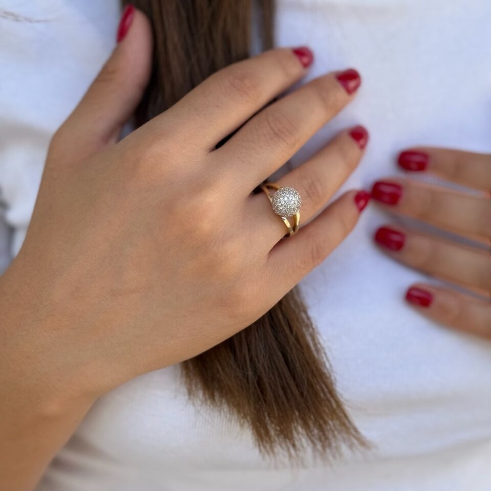 14 AYAR TAŞLI TOP YÜZÜK