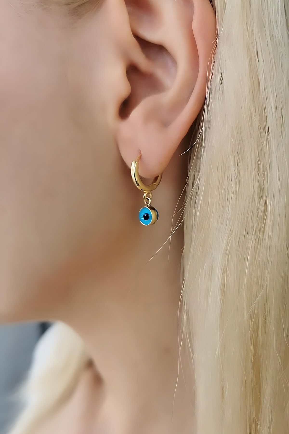 14 AYAR GÖZ NAZAR BONCUKLU ALTIN KÜPE