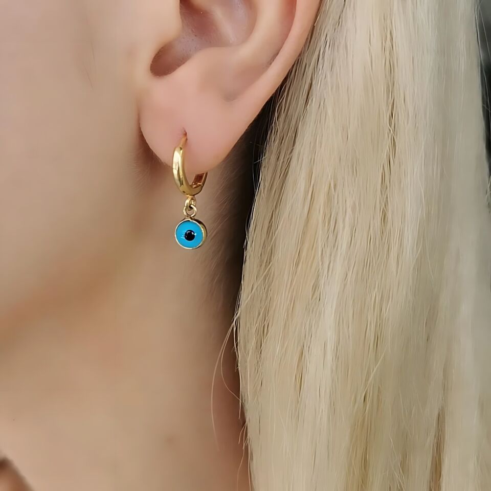 14 AYAR GÖZ NAZAR BONCUKLU ALTIN KÜPE