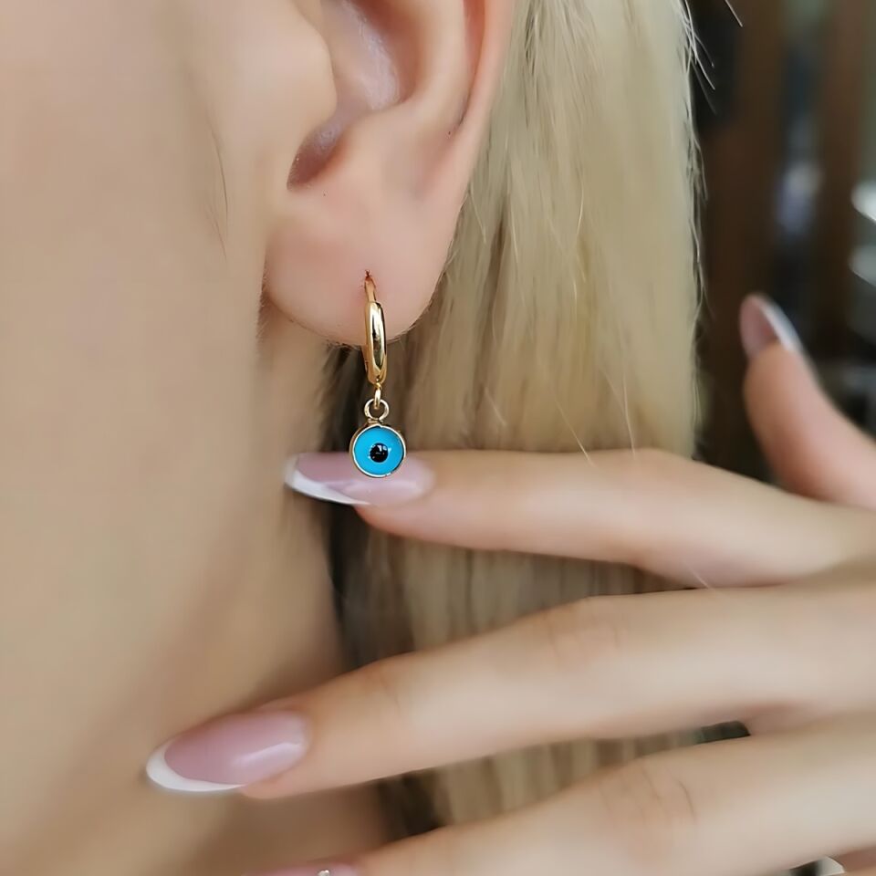 14 AYAR GÖZ NAZAR BONCUKLU ALTIN KÜPE