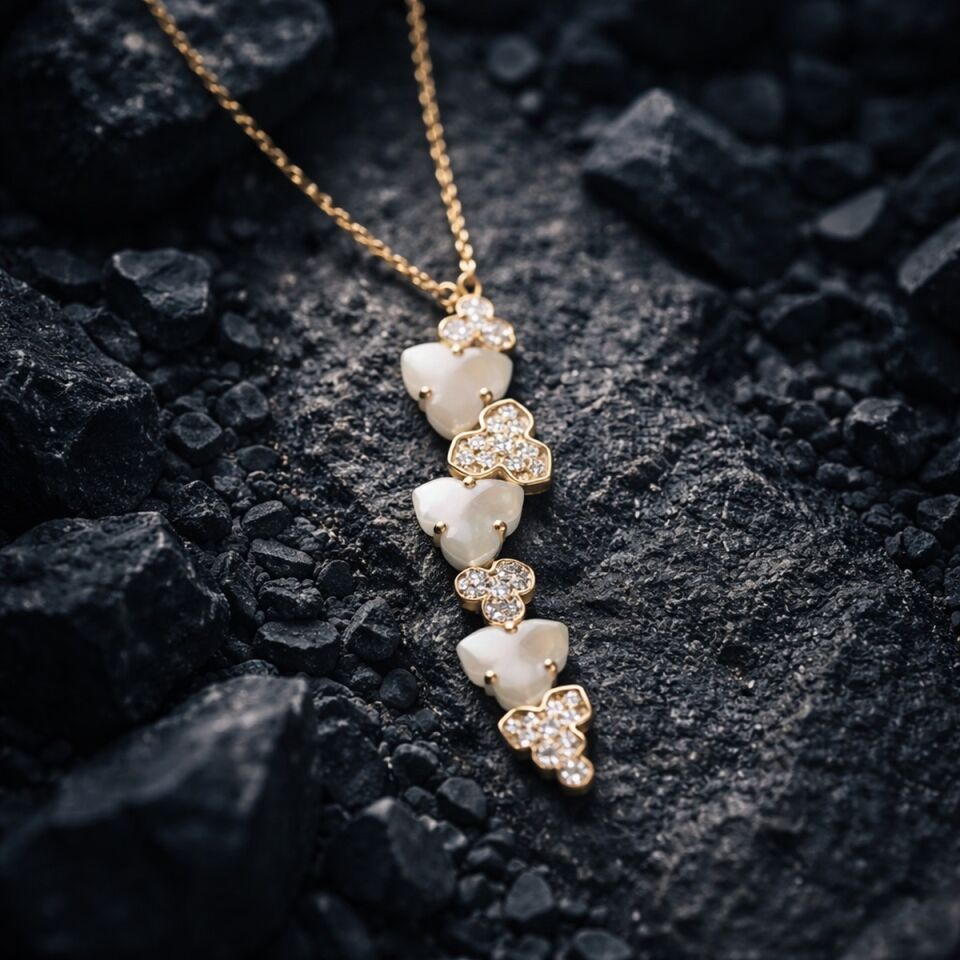 14 AYAR ÖZEL TASARIM TAŞLI ALTIN KOLYE