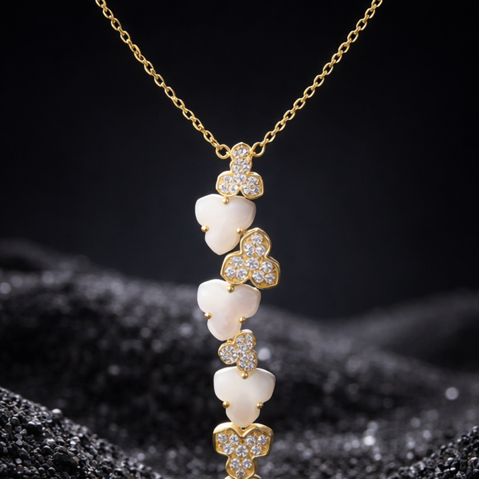 14 AYAR ÖZEL TASARIM TAŞLI ALTIN KOLYE